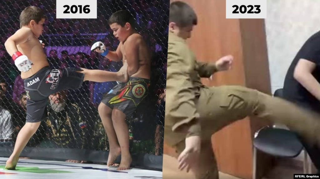 Адам Кадыров в 2016 и в 2023 году, коллаж