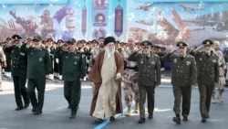 Iran's Supreme Leader Ali Khamenei (center)among the top commanders of IRGC and Iran's Army, in October 2023.