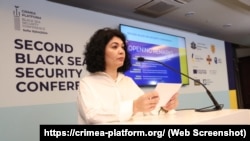 Постоянный представитель президента Украины в АР Крым Тамила Ташева на II Черноморской конференции безопасности. София, 14 апреля 2023 года