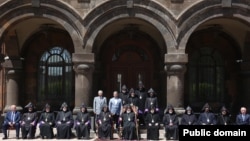 Armenia - Members of the Armenian Apostolic Church's Supreme Spiritual Council pose for a photo after a meeting in Echmiadzin, June 8, 2023.