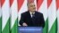 Hungarian Prime Minister Viktor Orban delivers his annual state-of-the-nation speech in Budapest on February 17.