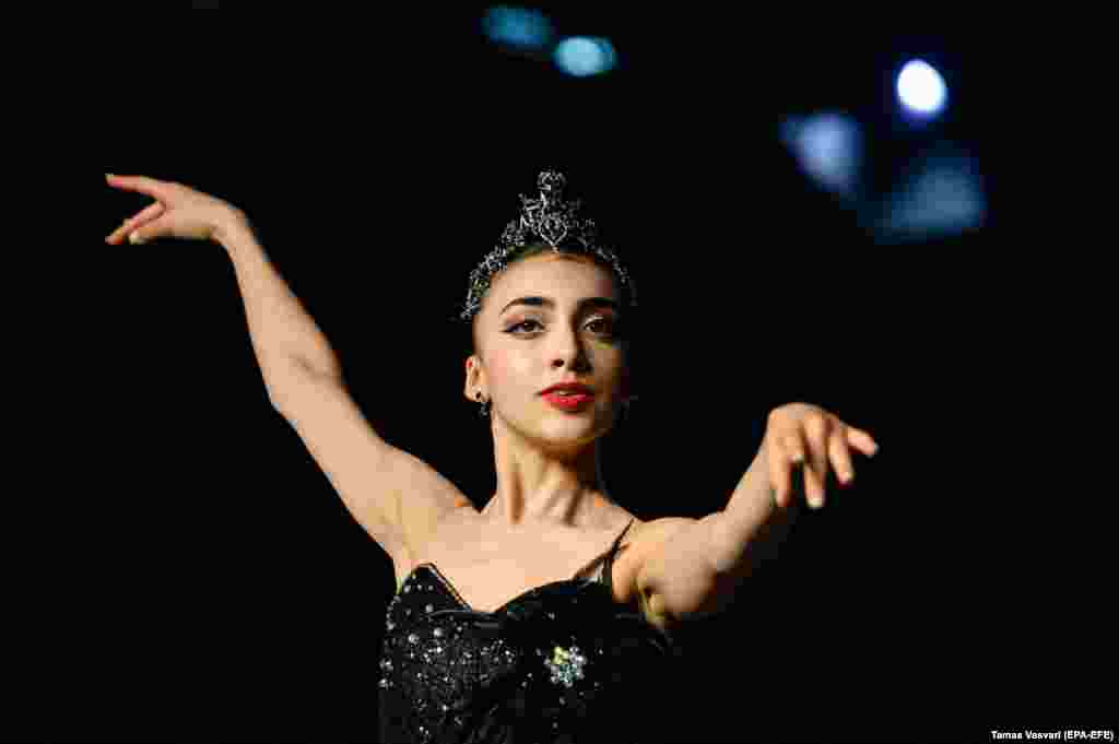 Clara Riquito of Portugal performs during the first international Hungarian Ballet Grand Prix competition for ballet students in Veszprem, Hungary.