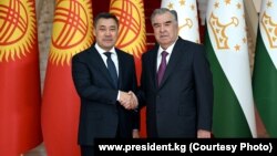 Президент Кыргызстана и Таджикистана Садыр Жапаров и Эмомали Рахмон. Душанбе, 14 сентября 2023 года.