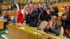 Slovenačka delegacija u Savjetu bezbjednosti slavi izbor, 6. juni 2023.