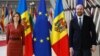 Președinta Republicii Moldova, Maia Sandu, și președintele Consiliului European, Charles Michel. Moldova este una dintre țările candidate să adere la UE.