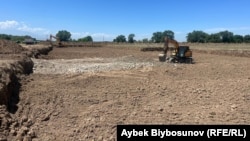 The site near Bishkek allocated for the construction of a garment factory and a kindergarten to employ relatives of Kyrgyz men and women killed during anti-government protests in June 2010.