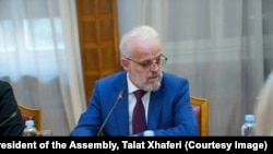 Претседателот на Собранието, Талат Џафери nа последната средба со новинарите за 2023