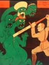 Ататүрк – кас душмандарга каршы. 1930-жж карикатура.