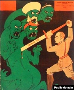 Ататүрк – кас душмандарга каршы. 1930-жж карикатура.