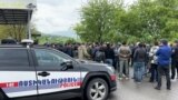 Armenia - A police roadblock prevents protesters from entering Kirants village, May 3, 2024.