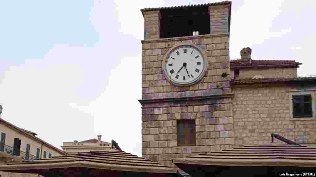The historic town of Kotar on Montenegro&#39;s Adriatic coast was also damaged. Pictured is the historic 17th-century Clock Tower, where every loose stone was collected, marked, and later used in its restoration.