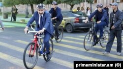 Armenia's prime minister sometimes rides his bike to work.