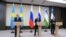 Президент Казахстана Касым-Жомарт Токаев, Президент России Владимир Путин и Президент Узбекистана Шавкат Мирзиёев
