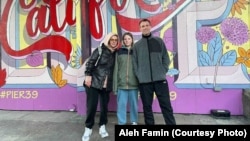 Алег Фамін з жонкай Настай і дачкой Вікторыяй у ЗША