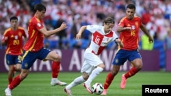 Դրվագ Եվրո 2024-ի Իսպանիա-Խորվաթիա հանդիպումից, որում իսպանացիները հաղթեցին 3:0 խոշոր հաշվով, Բեռլին, 15-ը հունիսի, 2024թ.