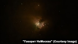Туманность Ориона, снята на телефон через телескоп