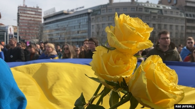 Марш миру в Белграді з нагоди річниці російського вторгнення в Україну, 23 лютого 2023 року