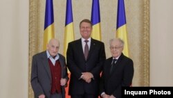 Președintele Klaus Iohannis, alături de filosoful și scriitorul Mihai Șora și istoricul Neagu Djuvara, septembrie 2016