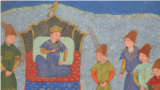 Бату-хан на троне Золотой орды. Миниатюра из «Всемирной истории» Рашид-ад-Дина, XIV век
