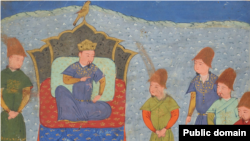 Бату-хан на троне Золотой орды. Миниатюра из «Всемирной истории» Рашид-ад-Дина, XIV век