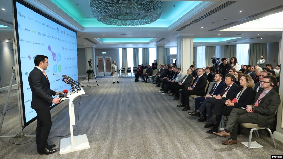 Armenia - The Union of Advanced Technology Enterprises holds an annual conference in Yerevan, February 1, 2024.