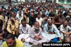 Afghan men wait to be released from a drug-rehabilitation center in Kabul. (file photo)