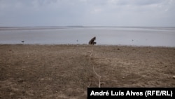  Язовир Каховка е съвсем пресушен, като водата тече единствено през канала на реката 