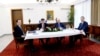 S leva na desno: premijer Kosova Aljbin Kurti, specijalni predstavnik EU Miroslav Lajčak, visoki predstavnik EU za spoljnu politiku i bezbednost Josep Borrell i predsednik Srbije Aleksandar Vučić, Ohrid, Severna Makedonija, 18. mart 2023.
