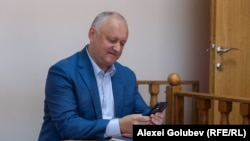 Igor Dodon la audieri în instanță în unul din multiplele sale procese în care este acuzat de corupție și trădare de țară, dar despre care spune că sunt motivate politic, Chișinău, Curtea Supremă de Justiție, 25 aprilie, 2024