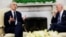 U.S. President Joe Biden (right) meets with NATO Secretary-General Jens Stoltenberg in the Oval Office at the White House in Washington on June 13.