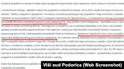 Dio oslobađajuće presude Višeg suda u Podgorici protiv optuženih za slučaj deportacije BiH izbjeglica 1992.