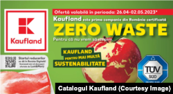 Revista de campanie Kaufland care anunță certificarea zero waste.