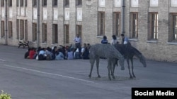 عکسی که از دانشجویان متحصن دانشگاه هنر در شبکه‌های اجتماعی منتشر شده است