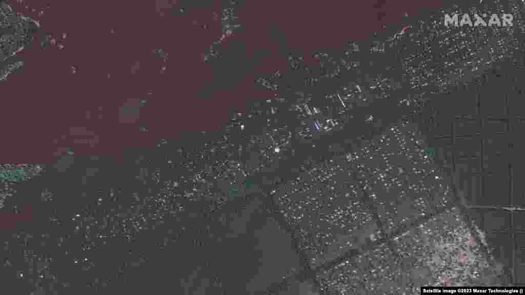A view of Nyzhnya Krynka from May 15 and June 7.