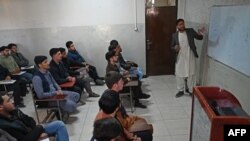 Muški studenti pohađaju nastavu informatike nakon što su sveučilišta ponovno otvorena u Kabulu, 6. ožujka 2023.