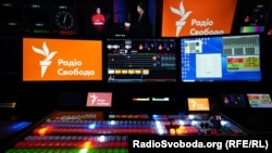 The studio of RFE/RL's Ukrainian Service in Kyiv (file photo)