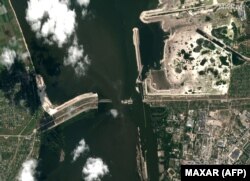 Спутниковый снимок последствий разрушения Каховской дамбы на Херсонщине, июнь 2023 года