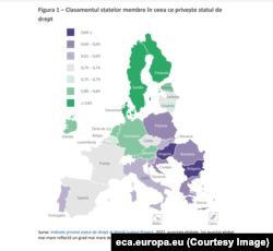 Clasamentul statelor membre UE în ceea ce privește statul de drept.