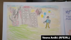 Виставка малюнків дітей з України у Белграді, Сербія, 23 серпня 2023 року