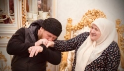 Ramzan Kadyrov and his mother Aymani Kadyrova.