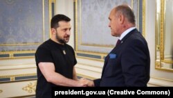 Ukrainanyň prezidenti Wolodymyr Zelenskiý we Awstriýanyň Milli Geňeşiniň prezidenti Wolfgang Sobotka bilen görüşýär. Kiýew, 2023-nji ýylyň 26-njy sentýabry