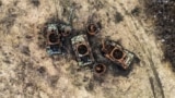 UKRAINE – Destroyed Russian tanks are seen near the village of Bohorodychne, amid Russian attack on Ukraine, in Donetsk region, February 13, 2024 