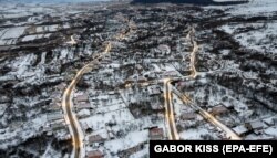 Fotografie aeriană realizată în apropiere de Cluj, pe 23 decembrie 2023.