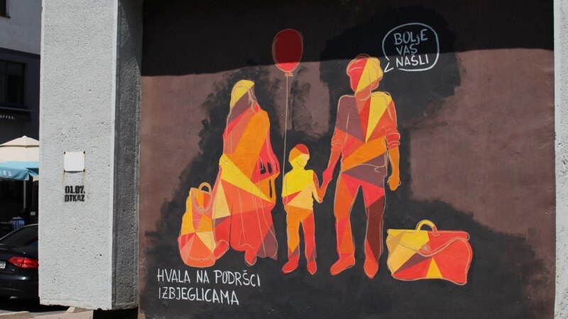 Poruke dobrodošlice izbjeglicama na muralu u Sarajevu 