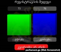 11 ივნისი, 2024 წელი. ტაბლო საქართველოს პარლამენტის სხდომათა დარბაზში.