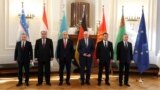 Лидеры стран Центральной Азии и федеральный президент Германии на саммите в Берлине. 29 сентября 2023 года. 