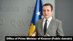 Kryeministri i Kosovës, Albin Kurti, gjatë një konference për media në Qeverinë e Kosovës. Fotografi nga arkivi. 