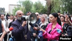 Armenia - Archbishop Bagrat Galstanian addresses students of Yerevan States University, May 14, 2024.