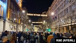 Peti protest ispred Republičke izborne komisije zbog tvrdnji o izbornoj krađi u Srbiji, 22. decembar 2023. 
