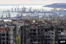 Порт в оккупированном Россией Мариуполе. Украина, октябрь 2022 года